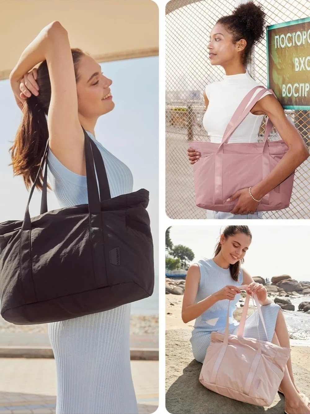 BAGSMART Gym Tote Bag for Women, 24L/28L Travel Tote Yoga Mat Bag